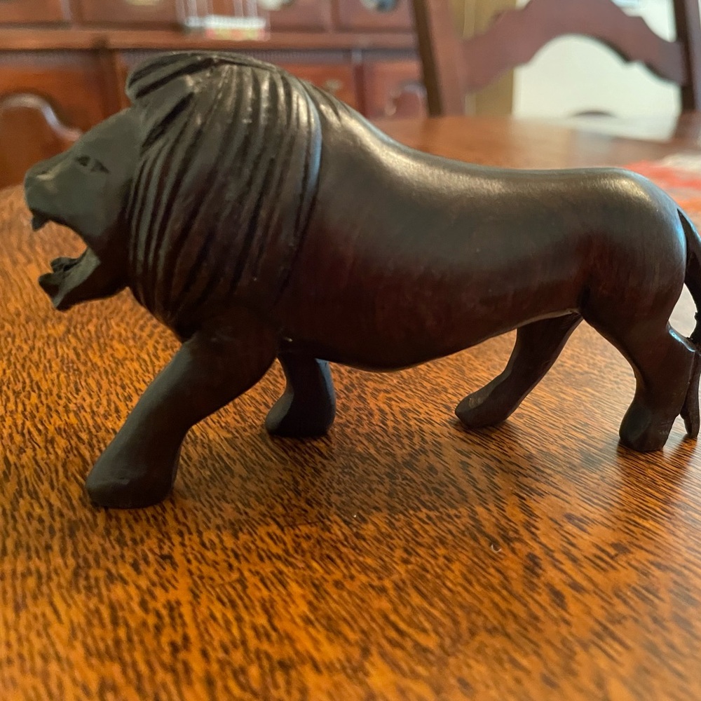 King of the Jungle Handcrafted Wood Carved Lion Figurine